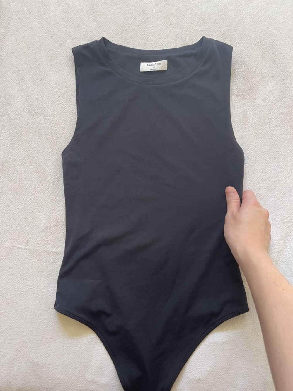 Aritzia Babaton Black Sleeveless Bodysuit Crew Neck Size M